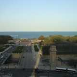 The view from my hotel window. It is East Congress Parkway going across Michigan Avenue toward the Grant Park.