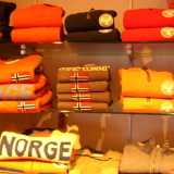 For some reason, you can buy a whole lot of Norway shirts at Ski Set at Place de Caron.