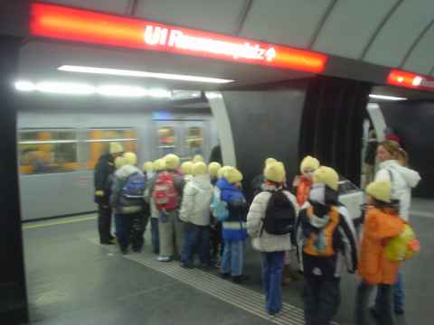 School children in their yellow hats.