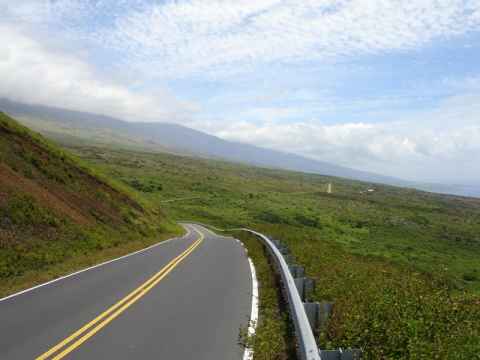 The road snakes through the landscape.