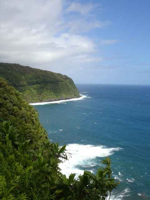 The road follows the coastline more or less exactly, as can be seen here.