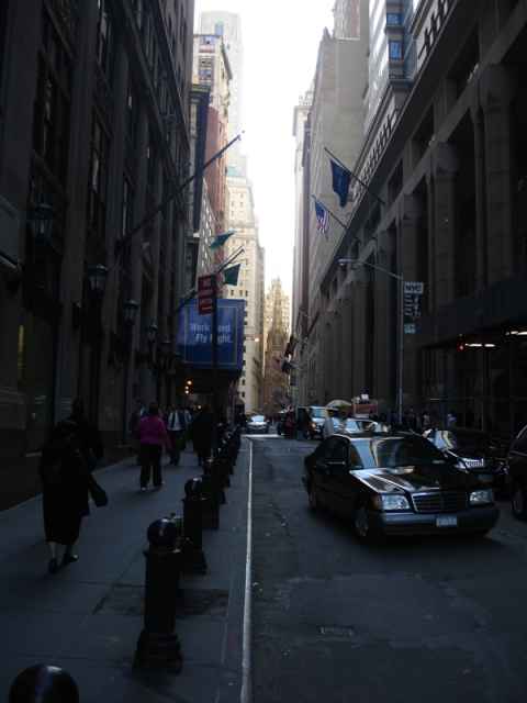 Of all streets in NY, I think Wall Street is the only one where I've really felt the high-rise buildings on the sides of the street really give the area a claustrophobic feel.