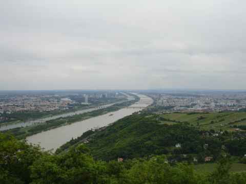 Looking down at Vienna from Leopoldberg. The river is of course the Danube, with the Old and New Danube rivers on each side of the Donauinsel ("Danube Island"). The Leopoldberg was the site of the Battle of Vienna, where the Holy League routed the forces of the Ottoman Empire in 1683. Looking down at Vienna from Leopoldberg. The river is of course the Danube, with the Old and New Danube rivers on each side of the Donauinsel ("Danube Island"). The Leopoldberg was the site of the Battle of Vienna, where the Holy League routed the forces of the Ottoman Empire in 1683.