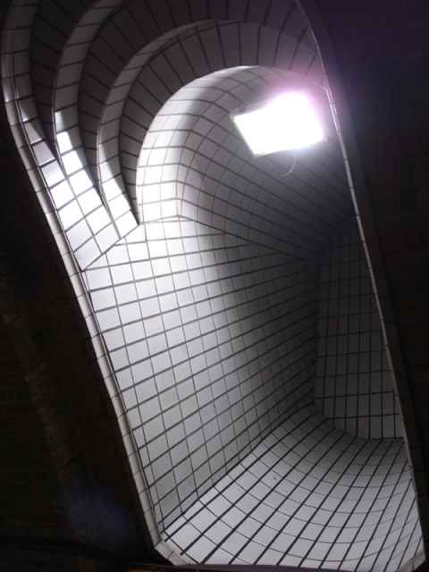 Light shaft in the Baker Street underground station. The shafts used to be open to the street, but were plugged shut as the road expanded.
