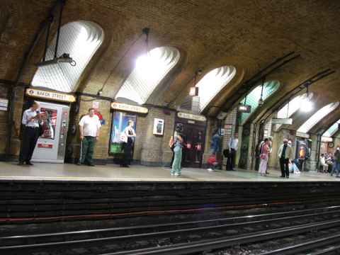 View of the Baker Street station. The light shafts can be seen.