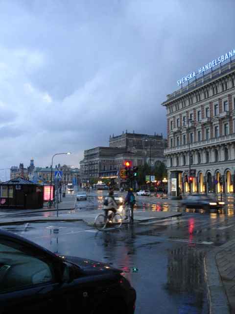 A rainy day in Stockholm. Picture taken outside Grand Hotel.
