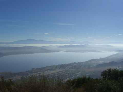 Lake Elsinore, just as the Ortega Highway comes down from the mountains near the coast. Lake Elsinore, just as the Ortega Highway comes down from the mountains near the coast.