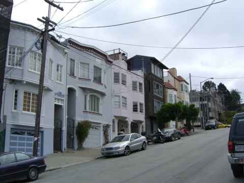 This pictures shows the hilly nature of San Francisco. If you aren't either ascending or descending a steep hill, you have probably left SF altogether. This pictures shows the hilly nature of San Francisco. If you aren't either ascending or descending a steep hill, you have probably left SF altogether.