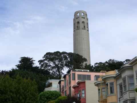 The Coit Tower on top of Telegraph Hill. The Coit Tower on top of Telegraph Hill.