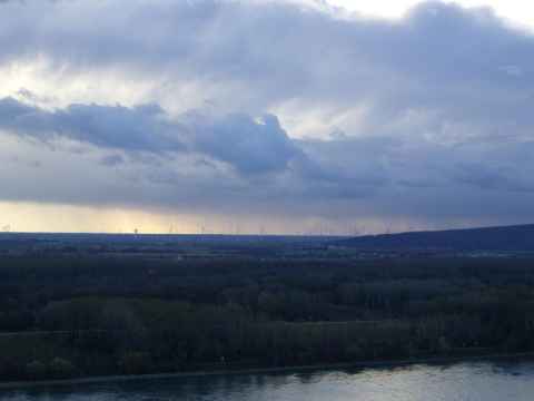 Wind turbines on the west side of the Danube. Wind turbines on the west side of the Danube.