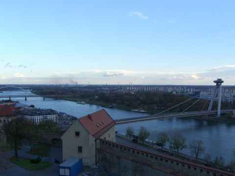 View of the Danube and the western part of Bratislava from Bratislava Castle. View of the Danube and the western part of Bratislava from Bratislava Castle.