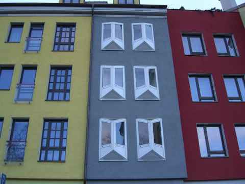 Modern buildings at the foot of the hill where Bratislava Castle stands. Modern buildings at the foot of the hill where Bratislava Castle stands.