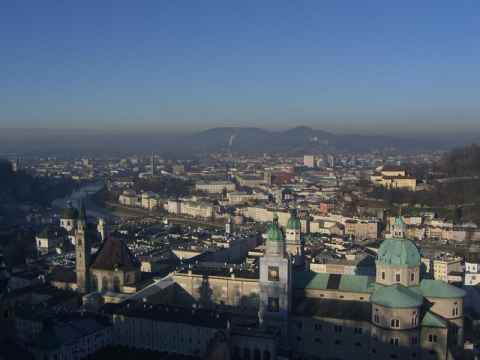 View of Salzburg - with the old town being closest - from the fort. The church at the bottom right is the Salzburg Cathedral. View of Salzburg - with the old town being closest - from the fort. The church at the bottom right is the Salzburg Cathedral.
