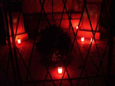 Illuminated grave. Illuminated grave.