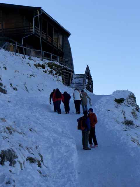 While I did my photography a small photo crew was finishing up their fashion shots just outside the top cable car station. Here they are, walking away (the model in high heels and walking sticks) toward the sun-lit, covered-in-ice, side of the peak. The designer's name was Lisa Salvador - and I haven't been able to find any pictures of her clothes, but then again she probably isn't designing them for people who buy clothes on the web. While I did my photography a small photo crew was finishing up their fashion shots just outside the top cable car station. Here they are, walking away (the model in high heels and walking sticks) toward the sun-lit, covered-in-ice, side of the peak. The designer's name was Lisa Salvador - and I haven't been able to find any pictures of her clothes, but then again she probably isn't designing them for people who buy clothes on the web.