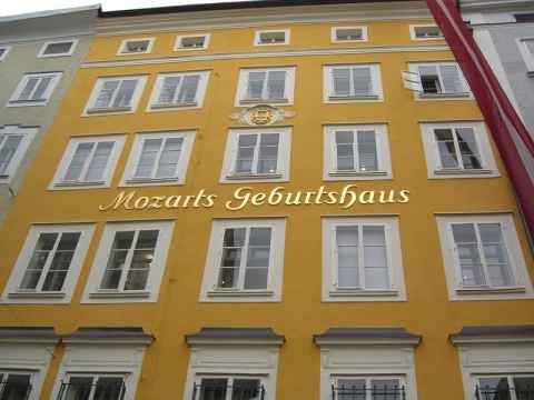 Outside of the house where Mozart was born. Everyone from Salzburg is required to pray facing this. Outside of the house where Mozart was born. Everyone from Salzburg is required to pray facing this.