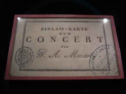 Original ticket to a Mozart concert. Original ticket to a Mozart concert.