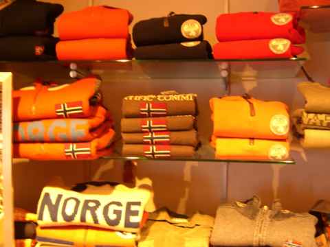 For some reason, you can buy a whole lot of Norway shirts at Ski Set at Place de Caron. For some reason, you can buy a whole lot of Norway shirts at Ski Set at Place de Caron.