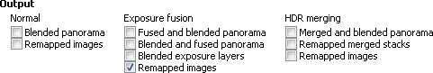 Hugin output settings