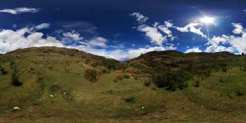 This VR bubble was shot hand-held. Looking down the valley one can just about see the stone structures of Tambomachay on the south (right) side of the valley.