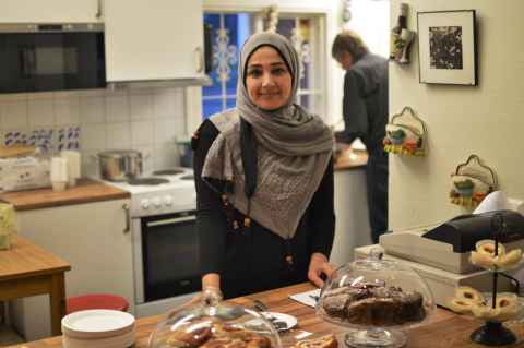 I went to the cafe for some waffles and coffee.