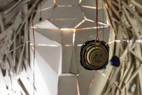 "Högtalarskog" ("Speaker Forest") by Walter Berge and Alexander Eldefors. Originally part of the performance "Hold ud".