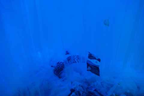 "Polluted Ocean" by Elise Mattisson Chue. The stench was overpowering, making it impossible to view the artwork longer than a minute or so.